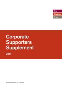 Corporate Supporters SupplementProtecting theatres for everyone