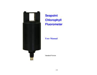 Seapoint Chlorophyll Fluorometer User Manual