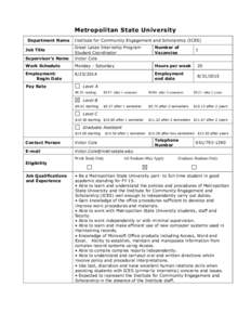 Metropolitan State University Department Name Institute for Community Engagement and Scholarship (ICES) Number of Vacancies