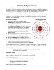 Improving Quality of Life in Iowa The partnerships we build and the learning opportunities we provide have one over-arching goal – to improve the quality of life in Iowa. Periodically we need to step back; to take a lo