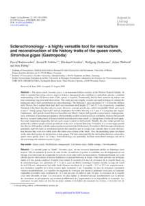 Sclerochronology -- a highly versatile tool for mariculture  and reconstruction of life history traits of the queen conch, Strombus gigas (Gastropoda)