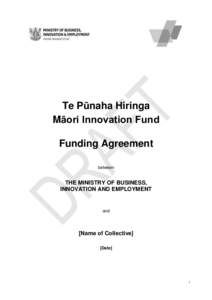 General Funding Agreement MIF MBIE Collectives