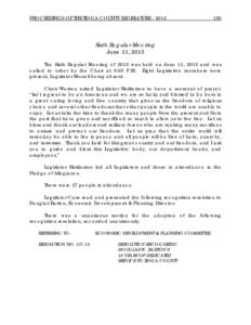 PROCEEDINGS OF THE TIOGA COUNTY LEGISLATURE[removed]Sixth Regular Meeting June 11, 2013