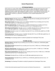 General Requirements All Graduate Students: GPA must be 3.0 or above. GPA in ANG courses must be 3.5 or above. Must take both Proseminars unless waived. During the term the final examination is given and during the term 