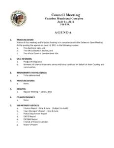 CAMDEN TOWN COUNCIL MEETING