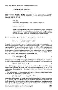 J. Phys. E: At. Mol. Opt. Phys[removed]L589-L591. Printed in the UK  LElTER TO THE EDITOR The ThomasReiche-Kuhn sum rule for an atom of N equally spaced energy levels