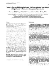 Applied Vegetation Science 8: [removed], 2005 © IAVS; Opulus Press Uppsala. - IMPACT OF PRESCRIBED BURNING ON THE NUTRIENT BALANCE OF HEATHLANDS[removed]