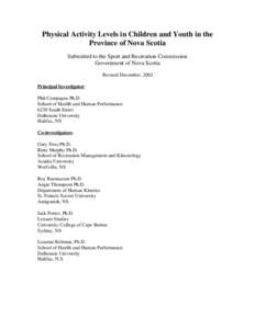 Health / Accelerometers / Physical education / Nova Scotia / Psychology / Education / Social influences on fitness behavior / Sports science / Behavior / Exercise