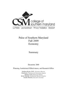 Pulse of Southern Maryland Fall 2009 Economy Summary  December 2009