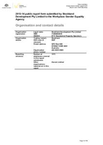 Date submitted: Unique report number: agrgk7vx00 Report User: Keith Mackinlay[removed]public report form submitted by Stockland Development Pty Limited to the Workplace Gender Equality