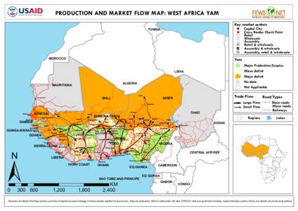 PRODUCTION AND MARKET FLOW MAP: WEST AFRICA YAM Key market centers TUNISIA  !