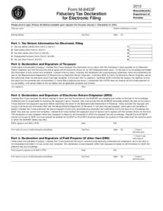 2013  Form M-8453F Fiduciary Tax Declaration for Electronic Filing