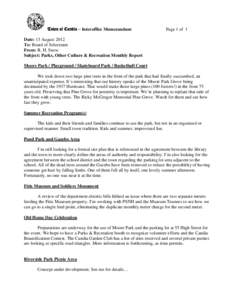 Town of Candia – Interoffice Memorandum  Page 1 of 1 Date: 13 August 2012 To: Board of Selectmen