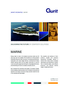 MARKET INFORMATION : MARINE  DELIVERING THE FUTURE OF COMPOSITE SOLUTIONS MARINE Having made its name in the high-end race boat market over 30
