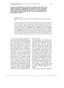 P h y s i o l o g i C a ~ e m i s t r yand Physics and Medical NMR, [removed]STUDIES ON THE PHYSICAL STATE OF WATER IN LIVING CELLS AND MODEL SYSTEMS: IX. THEORETICAL SIGNIFICANCE OF A STRAIGHT LINE RELATIONSHIP BETWEE