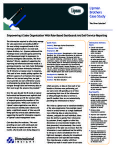 Lipman Brothers Case Study The Diver Solution™  Empowering A Sales Organization With Role-Based Dashboards And Self-Service Reporting