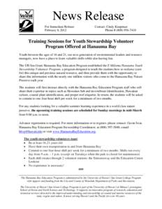 Microsoft Word - Hanauma Bay youth stewardship_March