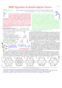 MMP Algorithms for Kochen-Specker Vectors Mladen Paviˇci´c MMP  Physics Chair, Faculty of Civil Engineering, University of Zagreb, Zagreb, Croatia.