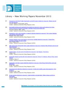 New Working Papers November 2013