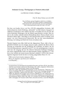 Ê  Heilender Gesang Ð †berlegungen zu Theokrits elftem Idyll von HENNING L†HKEN, Gšttingen  Prof. Dr. Klaus Nickau zum