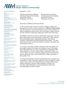 September 17, 2014 The Honorable Kirsten Gillibrand 478 Russell Senate Office Building United States Senate Washington, DC 20510