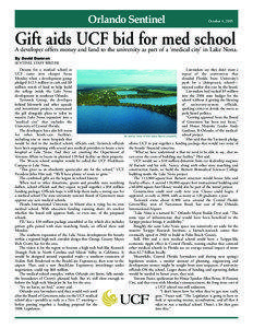 October 4, 2005  Gift aids UCF bid for med school