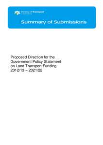 Proposed Direction for the Government Policy Statement on Land Transport Funding[removed] – [removed]  CONTENTS