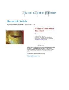 Research Article Journal of Global Buddhism[removed]): [removed]Western Buddhist Teachers By