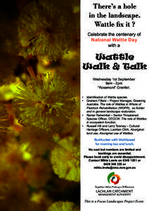 There’s a hole in the landscape. Wattle fix it ? Celebrate the centenary of National Wattle Day with a