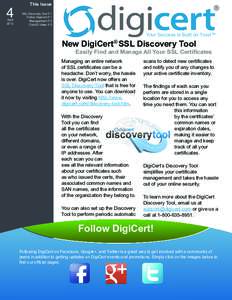 DigiCert SSL Certificate Newsletter April 2012