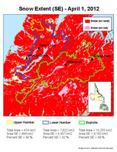 Snow Extent (SE) - April 1, 2012 Snow (on land) Snow (on ice) Deer Lake