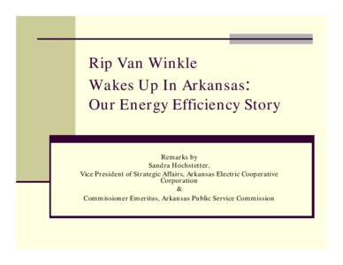 Rip Van Winkle  Wakes Up In Arkansas:   Our Energy Efficiency Story