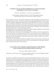 Abstracts – Poster presentations at 11th ICPD  292 CYTOKINE AND ACUTE PHASE RESPONSE IN CALVES FOLLOWING EXPERIMENTAL INFECTION WITH BRSV