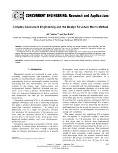 CONCURRENT ENGINEERING: Research and Applications Complex Concurrent Engineering and the Design Structure Matrix Method Ali Yassine1,* and Dan Braha2