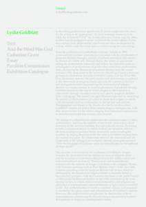 Contact  Lydia Goldblatt Text: And the Word Was God