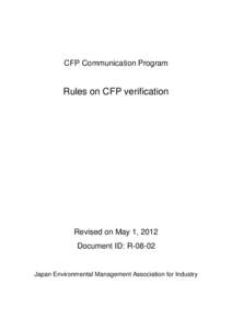 CFP Communication Program  Rules on CFP verification Revised on May 1, 2012 Document ID: R-08-02