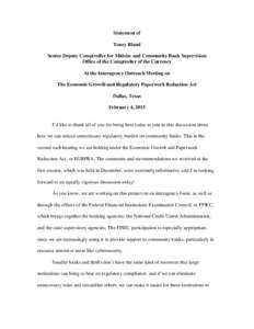 Remarks at the Interagency Outreach Meeting on the Economic Growth and Regulatory Paperwork Reduction Act, February 4, 2015