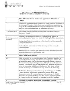 THE FACULTY OF ARTS AND SCIENCE BY-LAWS OF ARTS AND SCIENCE COUNCIL I.  Rules of Procedure for the Election and Appointment of Members to