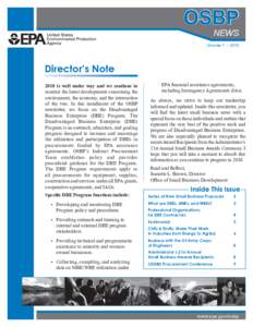 OSBP news Volume 1 • 2010  Director’s Note