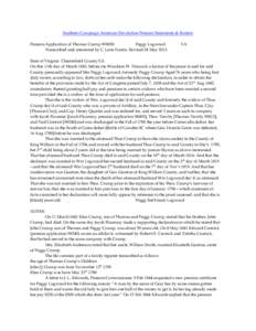 Southern Campaign American Revolution Pension Statements & Rosters Pension Application of Thomas Crump W8058 Peggy Logwood Transcribed and annotated by C. Leon Harris. Revised 24 May[removed]VA