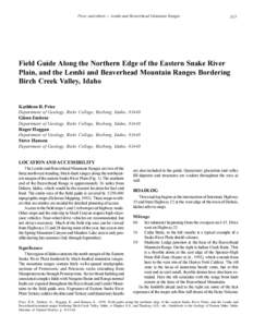 Price and others -- Lemhi and Beaverhead Mountain Ranges  335 Field Guide Along the Northern Edge of the Eastern Snake River Plain, and the Lemhi and Beaverhead Mountain Ranges Bordering