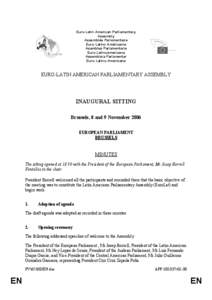 Euro-Latin American Parliamentary Assembly Assemblée Parlementaire Euro-Latino Américaine Asamblea Parlamentaria Euro-Latinoamericana