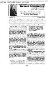 Essays of an Information Scientist: Science Literacy, Policy, Evaluation, and other Essays, Vol:11, p.207,1988 Current Contents, #26, p.3-14, June 27,1988