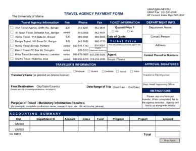 [removed] UMAP Fax: [removed]AP Contact: Keiko Myer[removed]TRAVEL AGENCY PAYMENT FORM