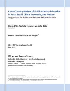 MDEP | CGC | Cross Country Review of Public Primary Education in Rural Context  Cross-Country Review of Public Primary Education in Rural Brazil, China, Indonesia, and Mexico: Suggestions for Policy and Practice Reforms 