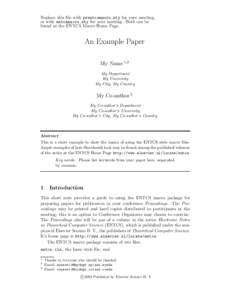 Replace this file with prentcsmacro.sty for your meeting, or with entcsmacro.sty for your meeting. Both can be found at the ENTCS Macro Home Page. An Example Paper My Name 1,2