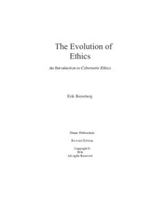 The Evolution of Ethics An Introduction to Cybernetic Ethics Erik Bromberg