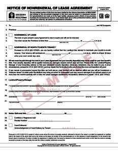 NOTICE OF NONRENEWAL OF LEASE AGREEMENT  1. To: Document updated: August 2013