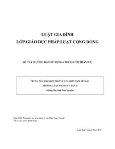 LUẬT GIA ĐÌNH LỚP GIÁO DỤC PHÁP LUẬT CỘNG ĐỒNG SỔ TAY HƢỚNG DẪN SỬ DỤNG CHO NGƢỜI THAM DỰ  TRUNG TÂM TRỢ GIÚP PHÁP LÝ CỦA MIỀN NAM NEVADA