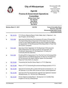 City of Albuquerque Agenda Finance & Government Operations Committee  Albuquerque/Bernalillo